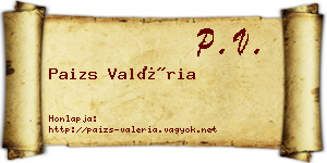 Paizs Valéria névjegykártya