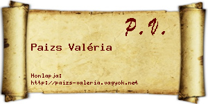 Paizs Valéria névjegykártya