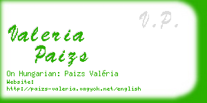 valeria paizs business card